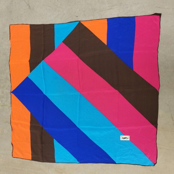 YSL, multi color silk, 35" x 35" scarf - Picture 3 of 6